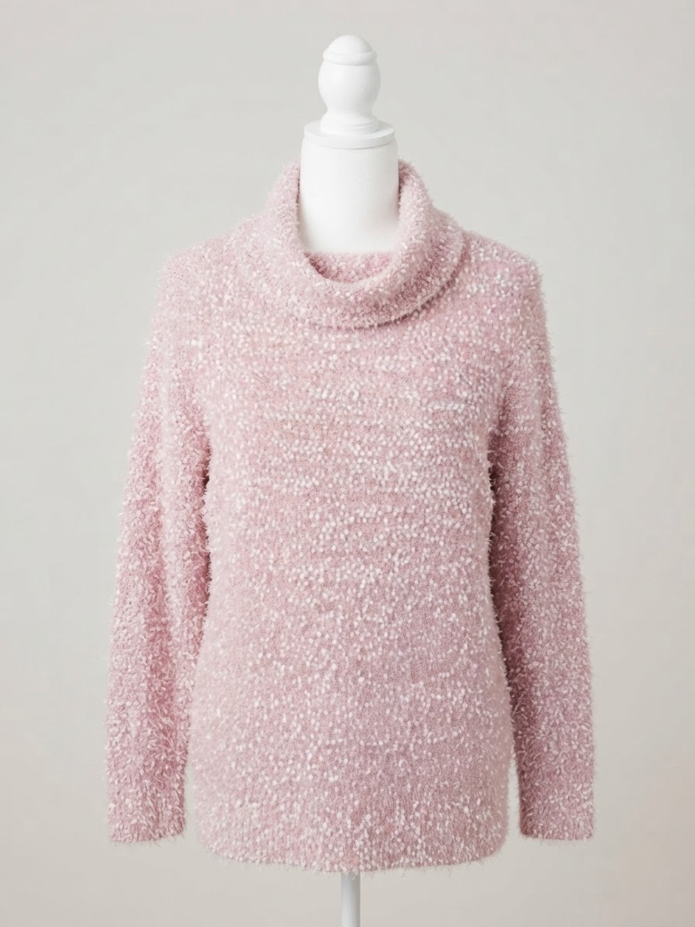 LOFT Blush Bouclé Cowl-Neck Sweater
